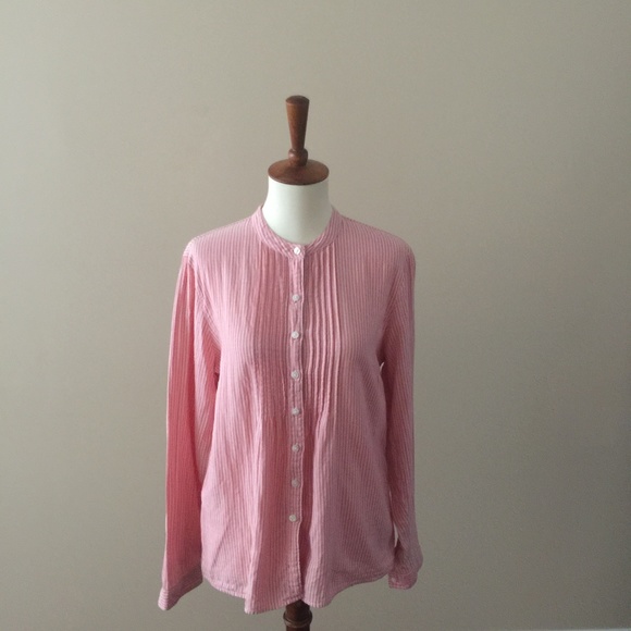Pink-and-White-Striped-LL-Bean-Blouse - Picture 3 of 6